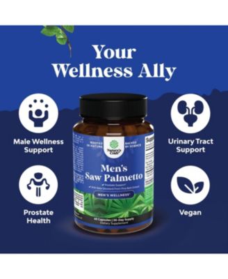 Men's Saw Palmetto, Saw Palmetto Extract with Beta Sitosterol for Men's Health, Better Bladder Control & Restoring Hair, 60ct