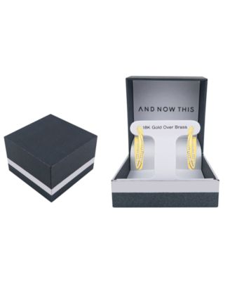 Crystal Post Tiwsted C Hoop Earrings