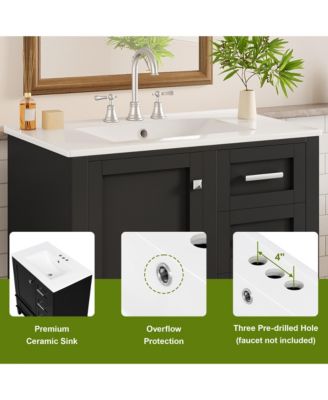 30 in. Wood Bathroom Vanity, Modern Bathroom Cabinet with Sink Combo Set, Soft-Closing Door and 3 Soft-Closing Drawers