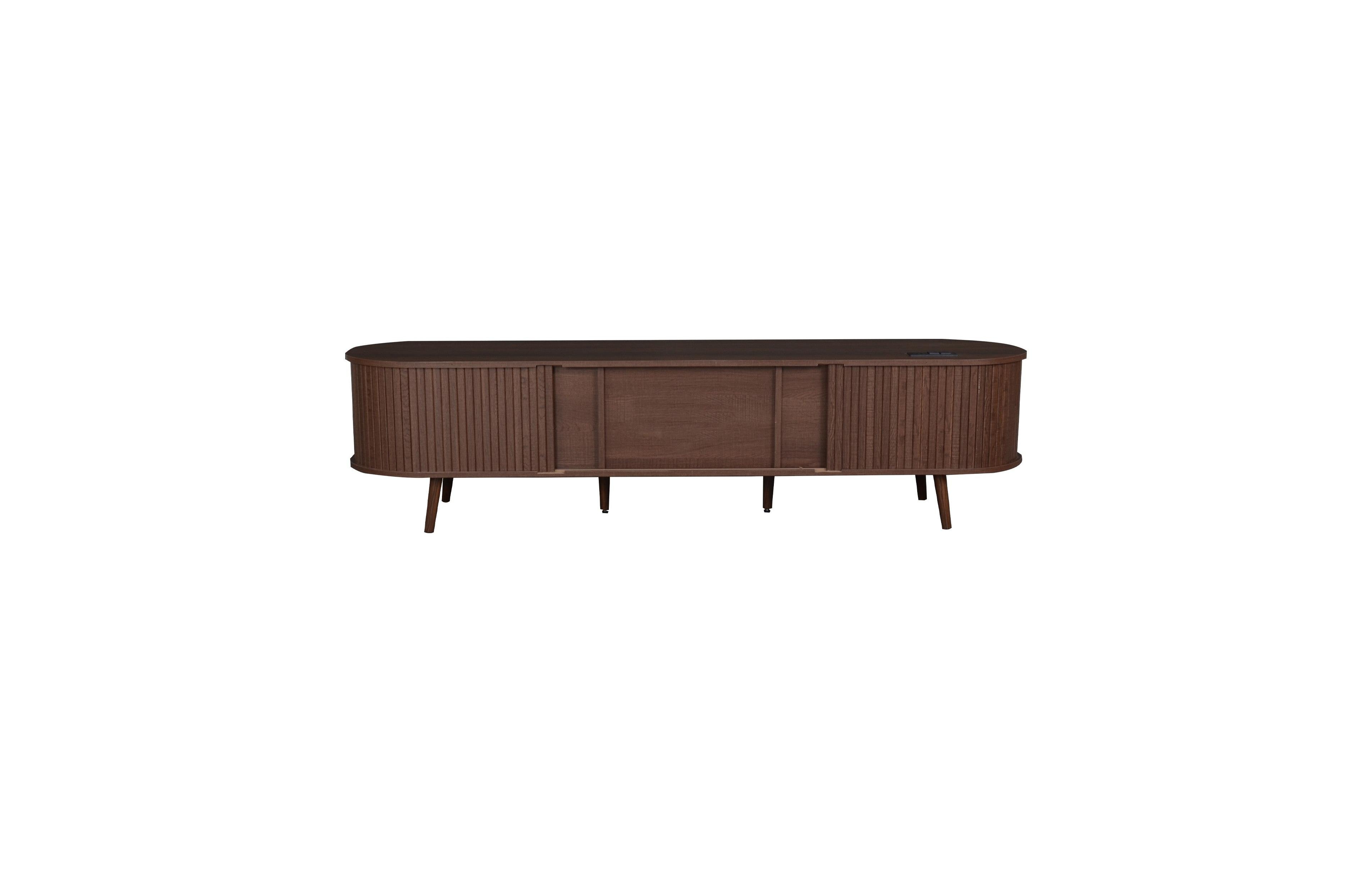 Boyel Living 70 Inch Mid Century Modern Tv Stand with Tambour Doors and Power Outlet for TVs Up to 80 Inches