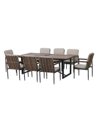 Mondawe 9-piece Outdoor Patio Dining Set include 8 Aluminum Armchairs