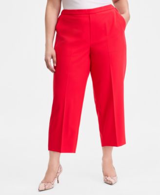 Plus Size High Rise Pull-On Cropped Pants