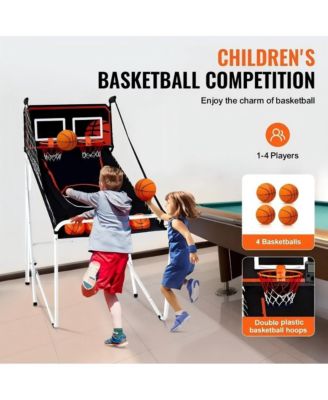 Indoor Basketball Arcade Game with Dual Hoops Electronic Scoring Foldable Steel Frame for Family Competition
