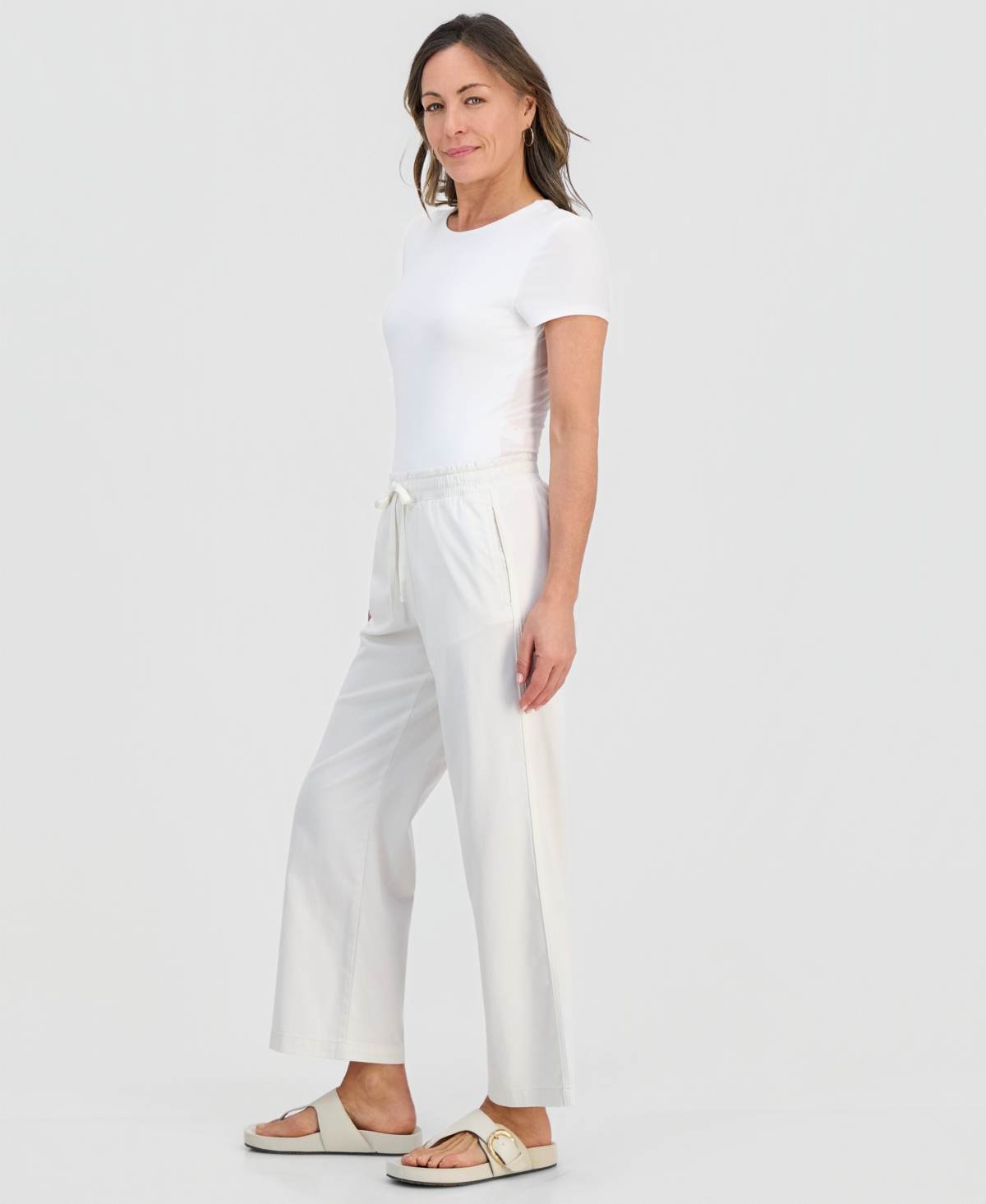 Style & Co Petite Twill-Tape Wide-Leg Pull-On Pants, Macy's Exclusive