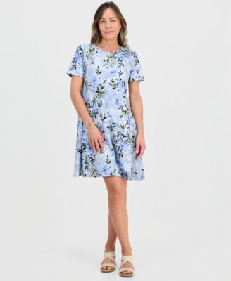 Petite Short-Sleeve Floral T-Shirt Dress