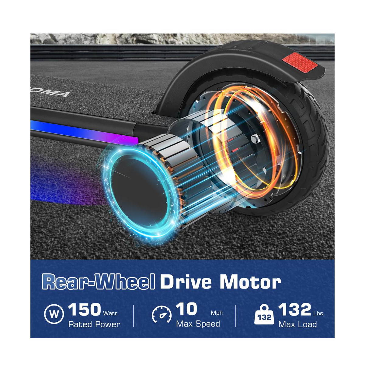 Caroma Electric Scooter for Kids Ages 6-12, 150W Motor & 10 Mph, 60 Mins Ride Time,Adjustable Height & Speed, Led Display,Best Gifts for Boys & Girls