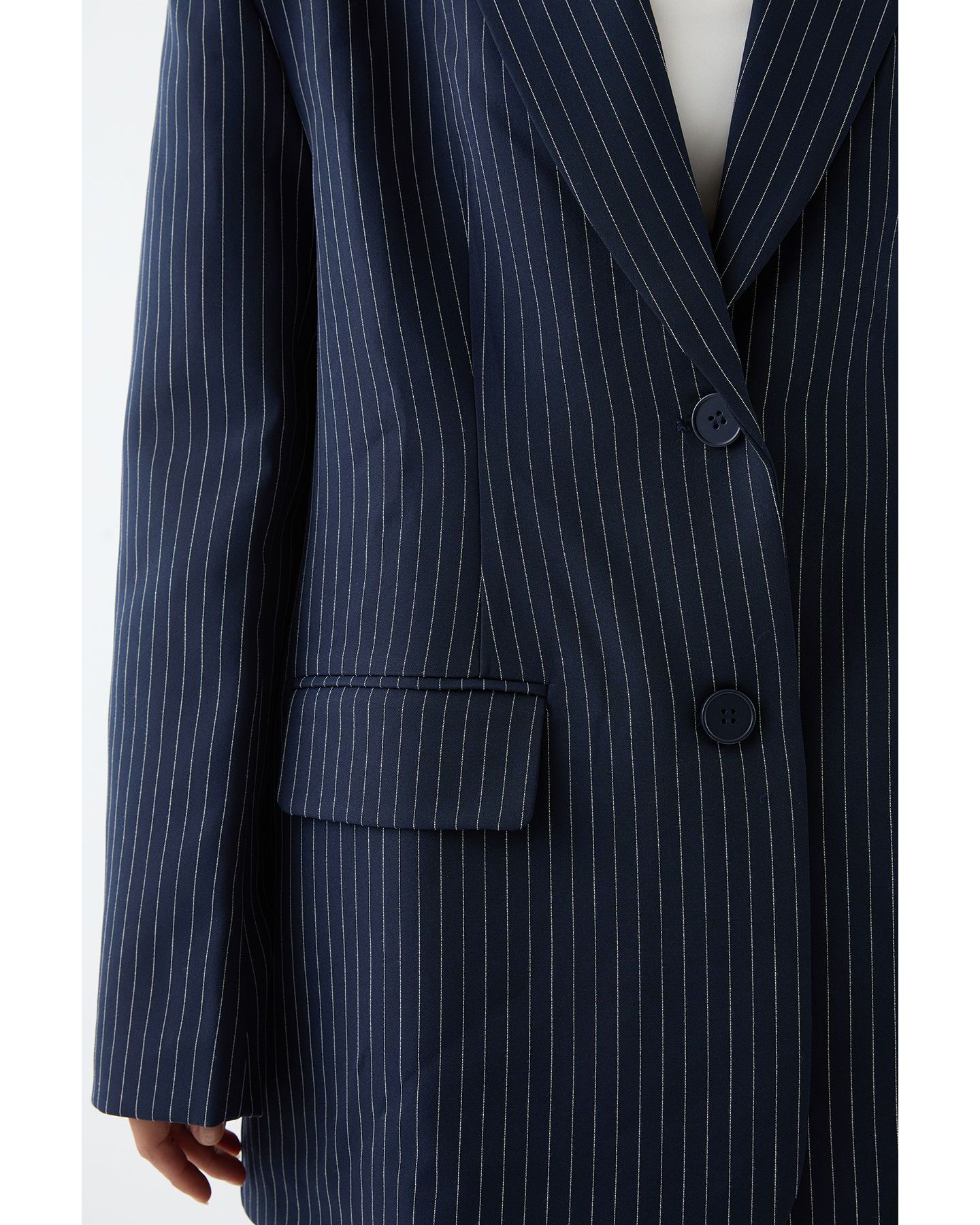 Женский пиджак MissPap Premium Pinstripe Oversized Blazer, цвет: Тёмно-синий — фото 4