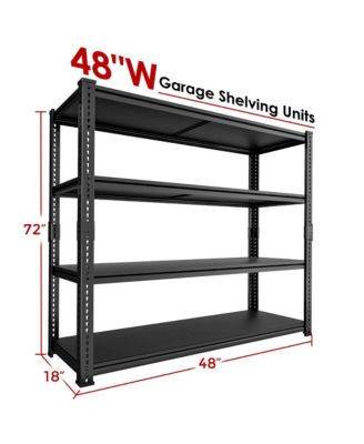4-Tier 48 in W x 72 in H x 18 in D Adjustable Solid Plate Heavy Duty Metal Shelving Unit
