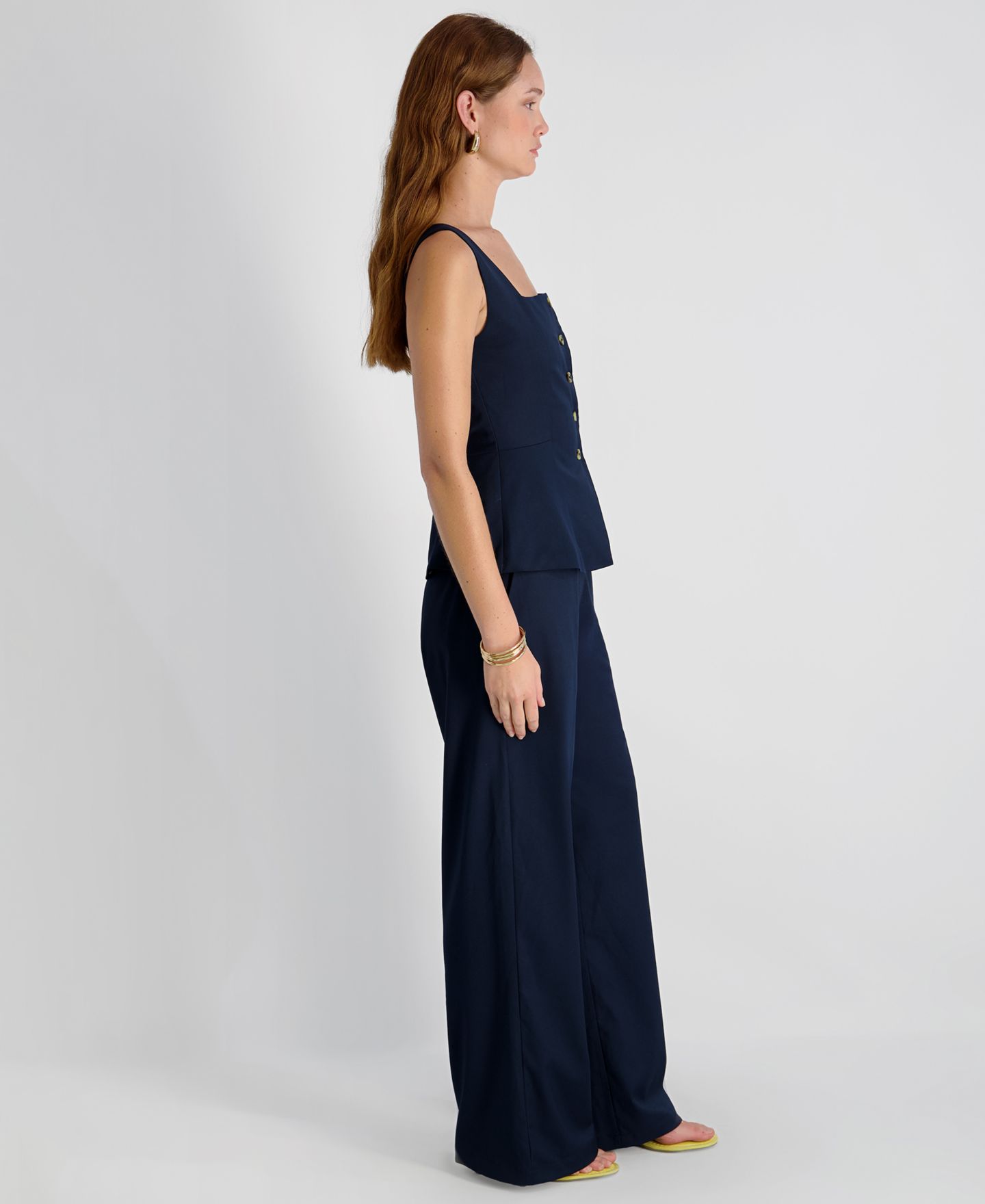 Женский топ French Connection Twill Square Neck Button-Down Top, цвет: Морской — фото 4