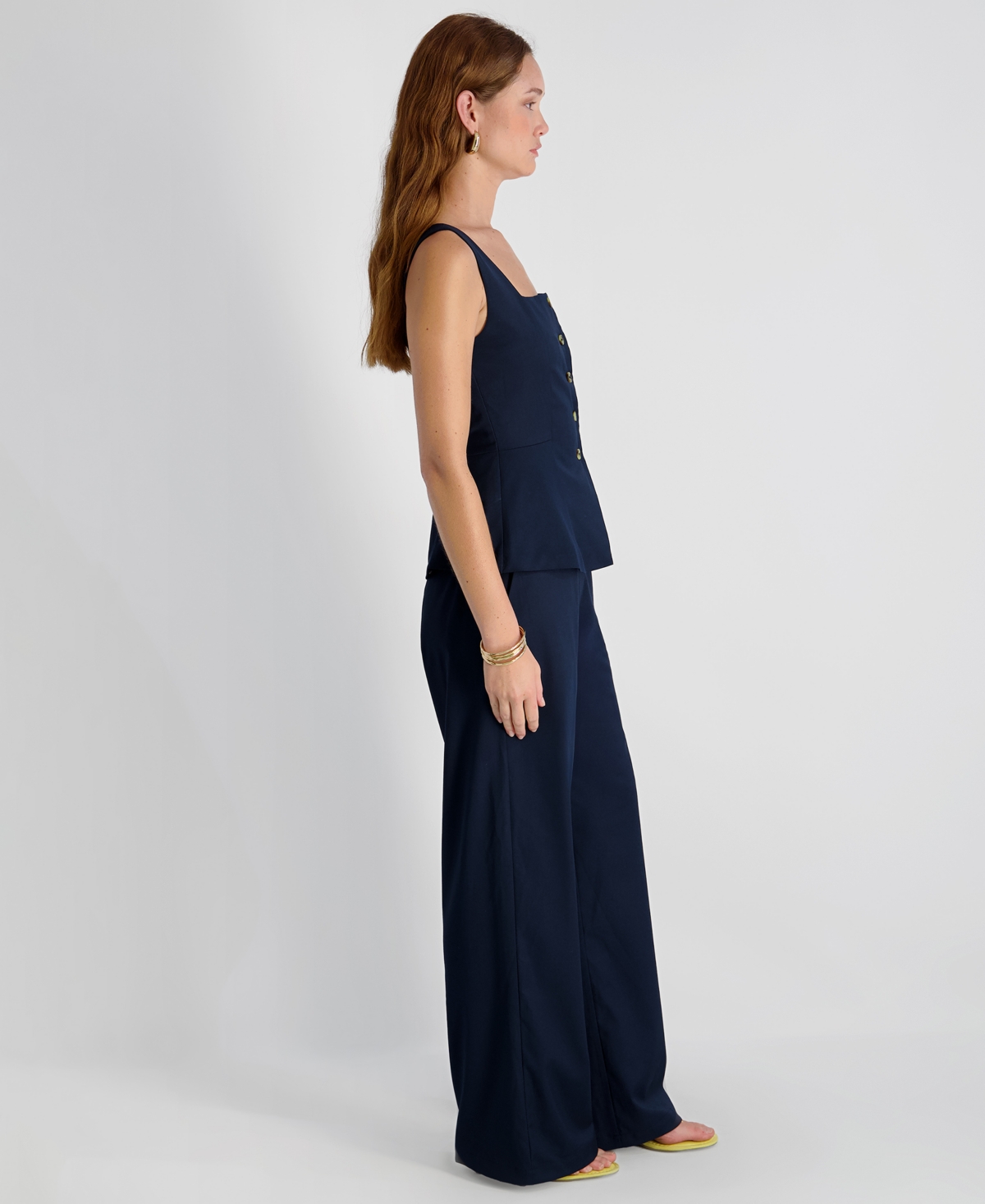 French Connection Women's Twill Square Neck Button-Down Top