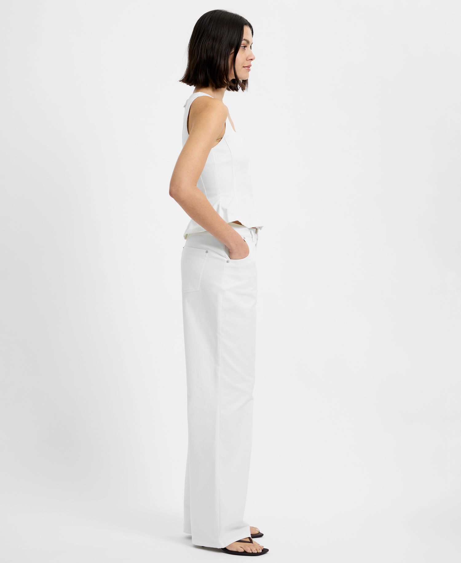 Women's Inez Twill Square Neck Peplum Top