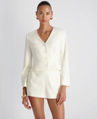 Women's Halsey V-Neck Twill Cropped Fitted Jacket