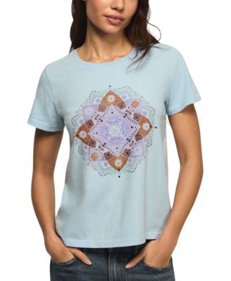 Women's Embellished Lotus Motif Crew Neck Top