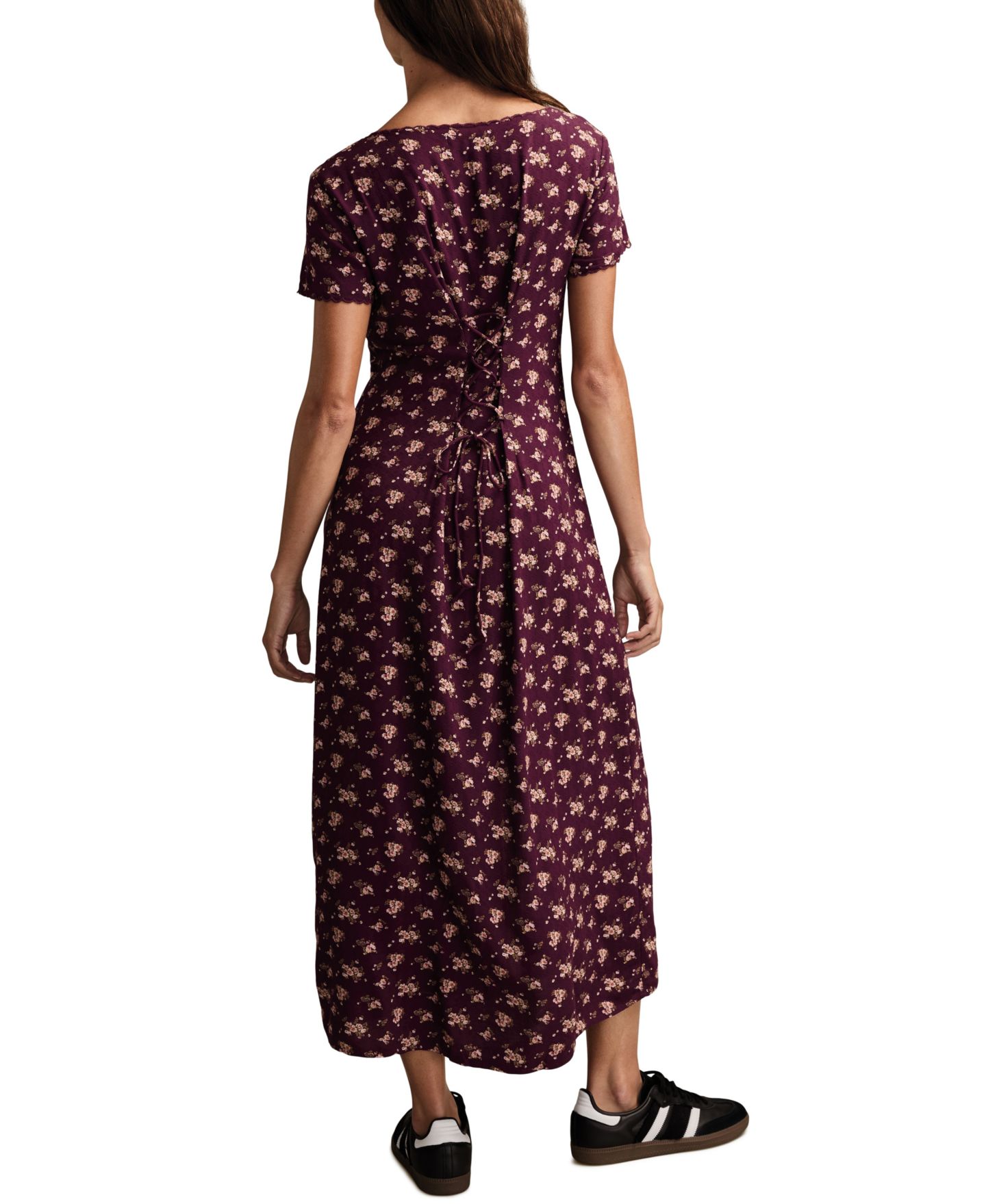 Женское платье Lucky Brand Simone Printed Short-Sleeve Midi, цвет: Бордовый разноцветный — фото 6
