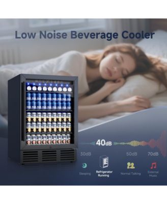 23.4-in W 180Can Built-in/Freestanding Single Zone Beverage Refrigerator in Black with Glass Door