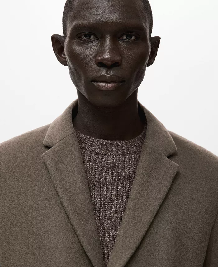 Men's Detachable Inner Collar Wool Coat - thumbnail 4
