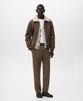 Men's Faux-Leather Fleece Jacket