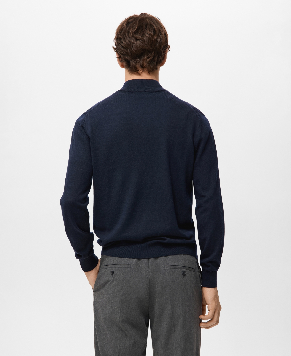 Mango Men's Perkins Collar Merino Wool Sweater