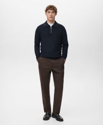 Men's Zipper Collar Microstructure Sweater