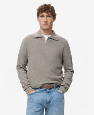 Men's Zipper Collar Microstructure Sweater