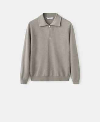 Men's Zipper Collar Microstructure Sweater