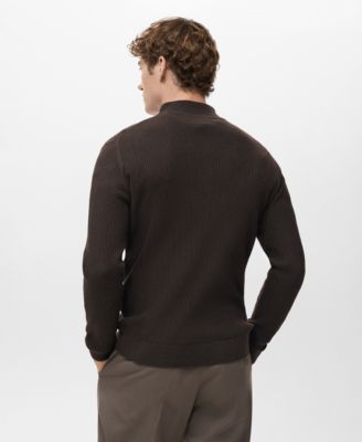 Men's Zip Neck Ribbed Sweater