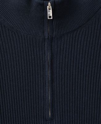 Men's Zip Neck Ribbed Sweater