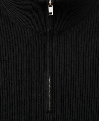 Men's Zip Neck Ribbed Sweater