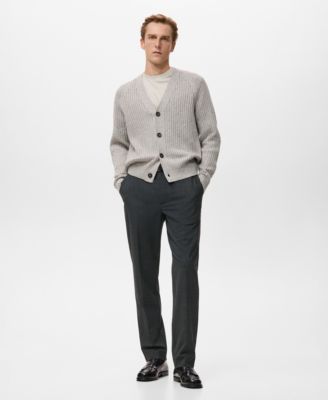 Men's Wool-Blend Ribbed Cardigan
