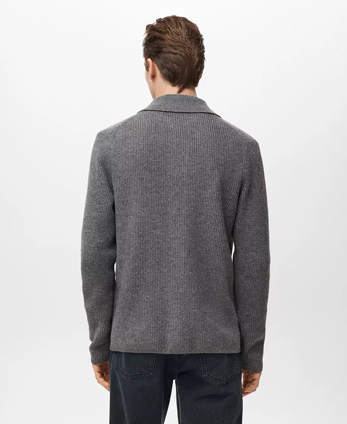 Men's Ribbed Knit Cardigan Sweater - thumbnail 9