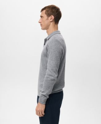 Men's Knitted Wool Blend Polo Sweater