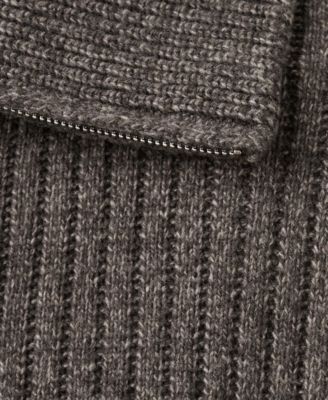 Men's Zipper Ribbed-Knit Cardigan