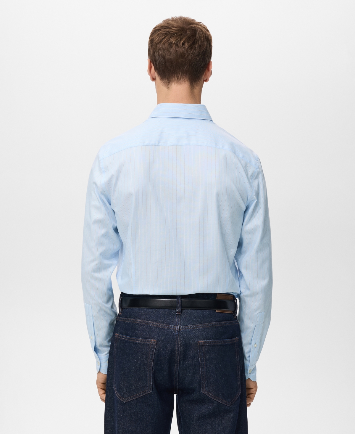 Mango Men's Cotton Slim-Fit Striped Shirt