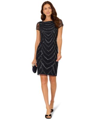 Women's Beaded Cap-Sleeve Sheath Dress
