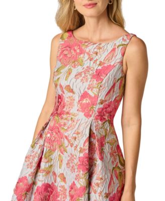 Women's Floral Crew Neck Midi Dress