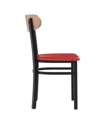 Yara Industrial Dining Chair with Rolled Steel Frame and Solid Wood Seat - 500 lbs. Static Weight Capacity