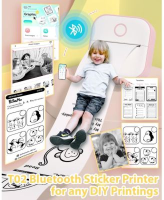 Mini Sticker Printer, Portable Inkless Thermal Printer with Bluetooth