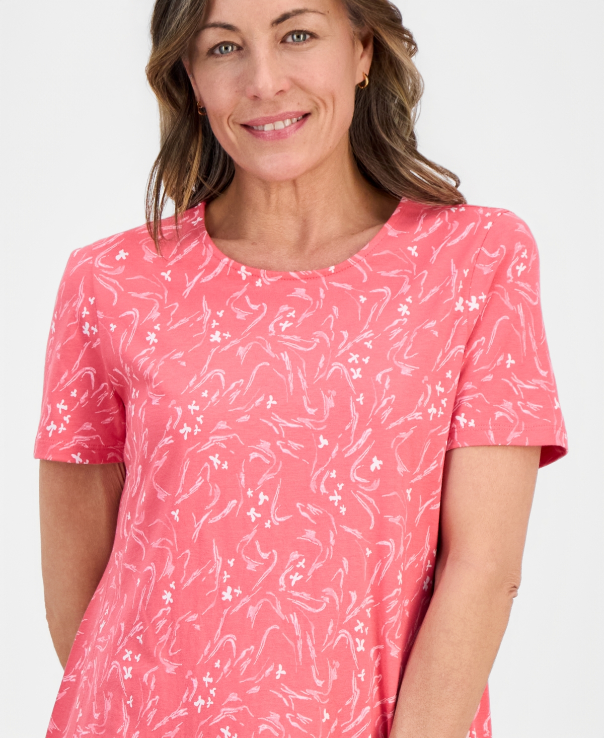 Style & Co Petite Printed Short-Sleeve T-Shirt Dress, Macy's Exclusive