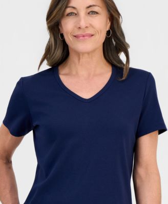 Petite Cotton V-Neck Top