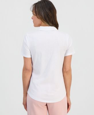 Petite Solid Modern Polo Shirt