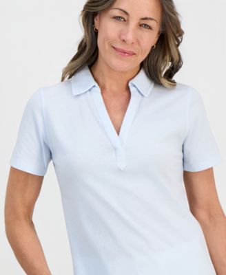 Petite Solid Modern Polo Shirt