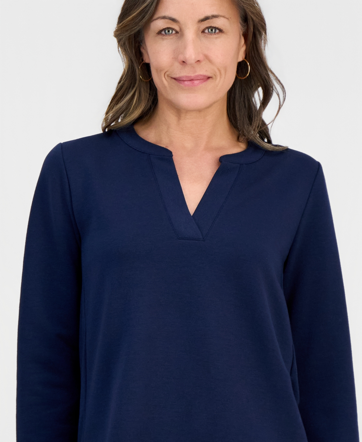 Style & Co Petite Lux Soft Bracelet-Sleeve Fleece Top, Macy's Exclusive