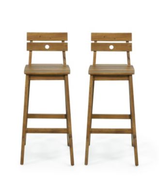 Acacia Wood Bar Stools (Set of 2) - Outdoor/Indoor