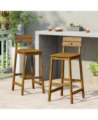 Acacia Wood Bar Stools (Set of 2) - Outdoor/Indoor