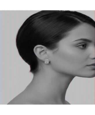 Rectangle CZ Solitaire Stud Earring