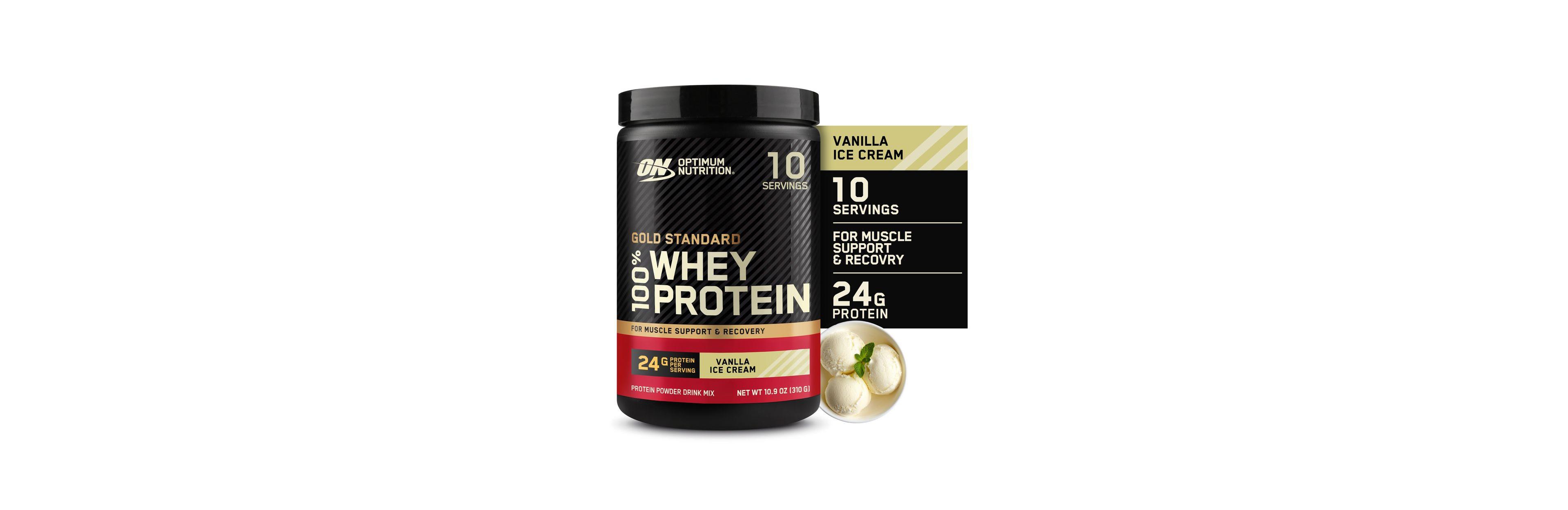 Optimum Nutrition, Gold Standard 100% Whey Protein Powder, Vanilla Ice Cream, 10.9 oz, 10 Servings