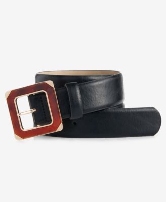Square Resin and Metal Buckle Pant Belt