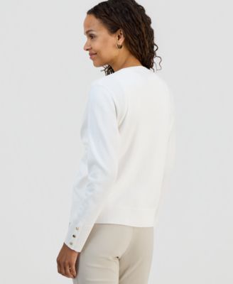 Petite Solid Cropped Cardigan