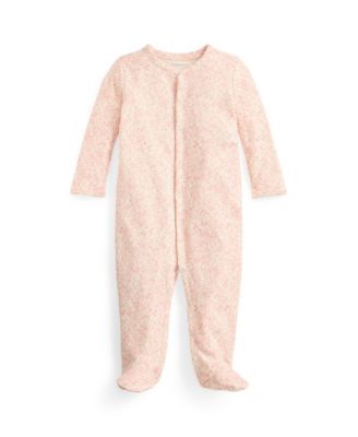 Baby Girls' Strawberry Printed Round Neck Footed Coverall