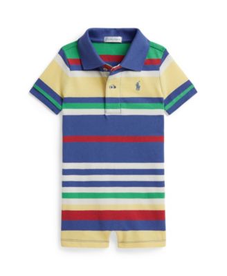 Baby Boys' Striped Polo Collar Shortall